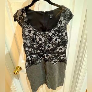 Ann Taylor black and white lace and grey dress
